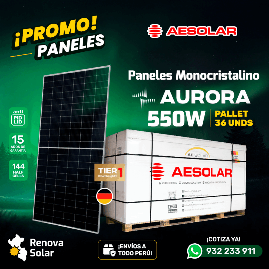 Panel Solar 550W 24V AE Solar Monocristalino PERC
