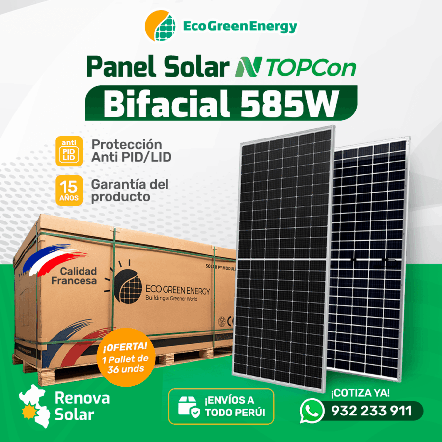 Panel Solar Bifacial 585W Eco Green Energy