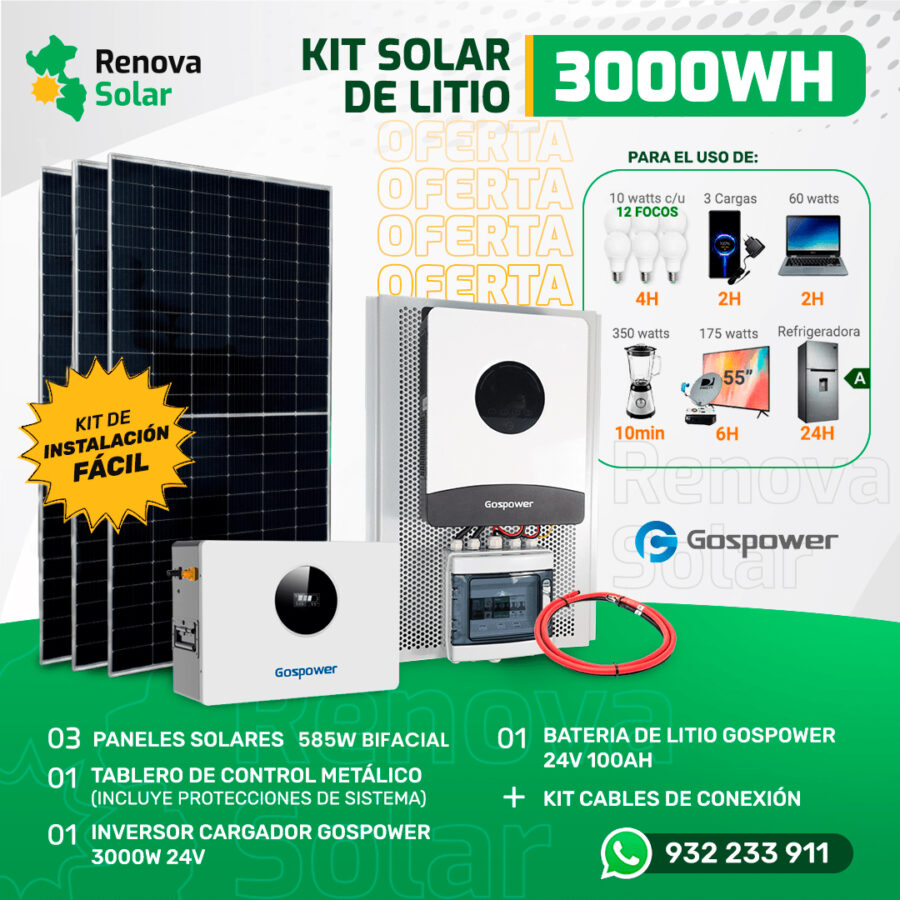 Kit Solar Batería de Litio 3000W