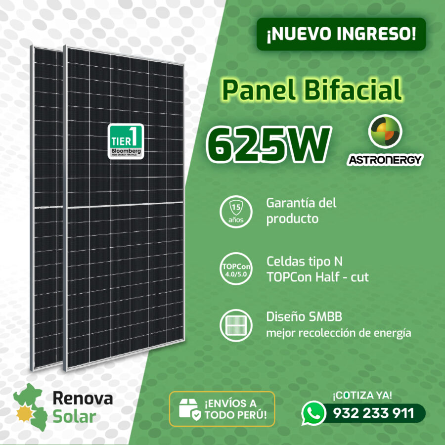 Panel Solar Bifacial 625W Astronergy